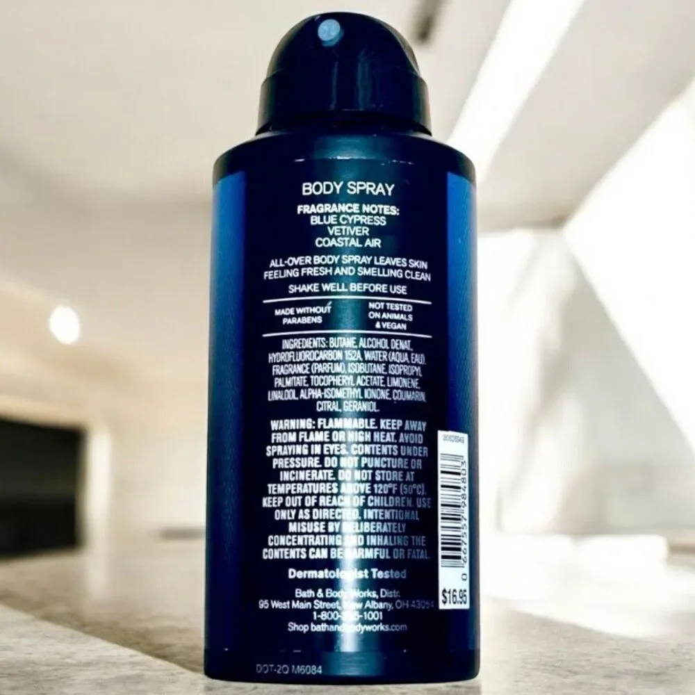 Bath & Body Works Lot of 3 OCEAN Men’s Collection Body Spray Cypress Vetiver Air